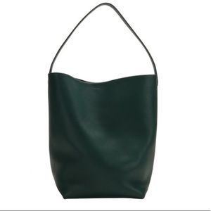 The Row Dark Green Calfskin Smooth Leather Tote